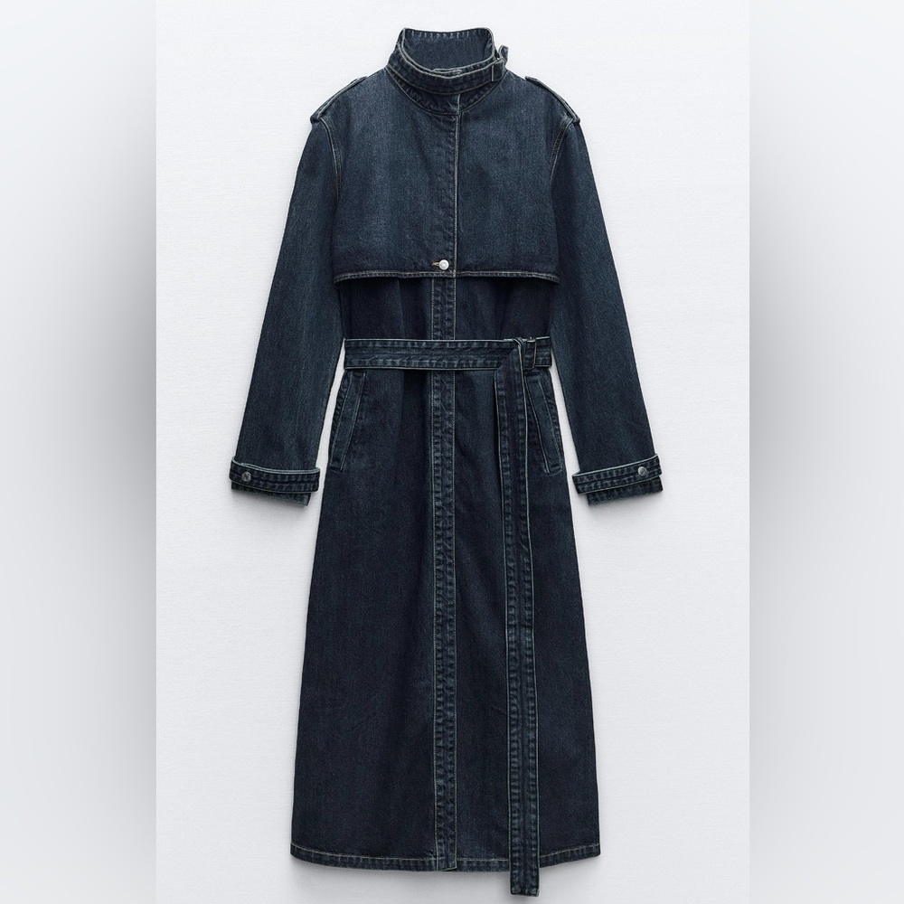 Blue Jean Jacket with Full Length and Fitted Silhouette